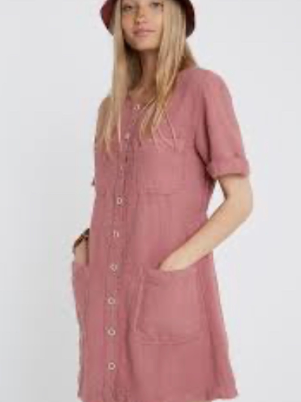 BDG Urban Outfitters Rose Pink Short Cotton Linen Dress | Size Large